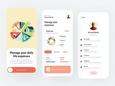 Expense Manager app design best design design expense expense manager expense tracker finance financial manager fintech illustration income minimal mobile app mobile app design mobile design mobile ui payment piqo design tracker ui design