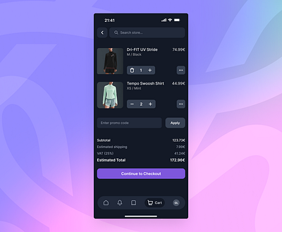 DailyUI Challenge #058 — Shopping Cart app basket branding cart dailyui day 58 design graphic design mobile shopping cart ui ux