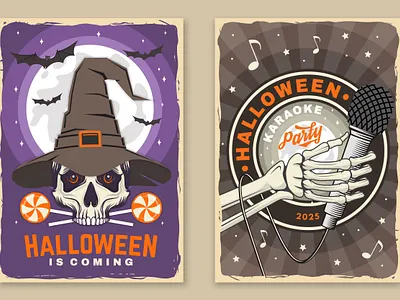 Halloween is coming banner halloween karaoke october party poster skull