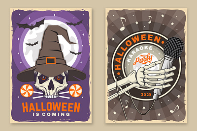 Halloween is coming banner halloween karaoke october party poster skull