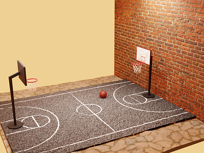 Basketball Court 100daysof3d basketball blender court cyclesrender modeling
