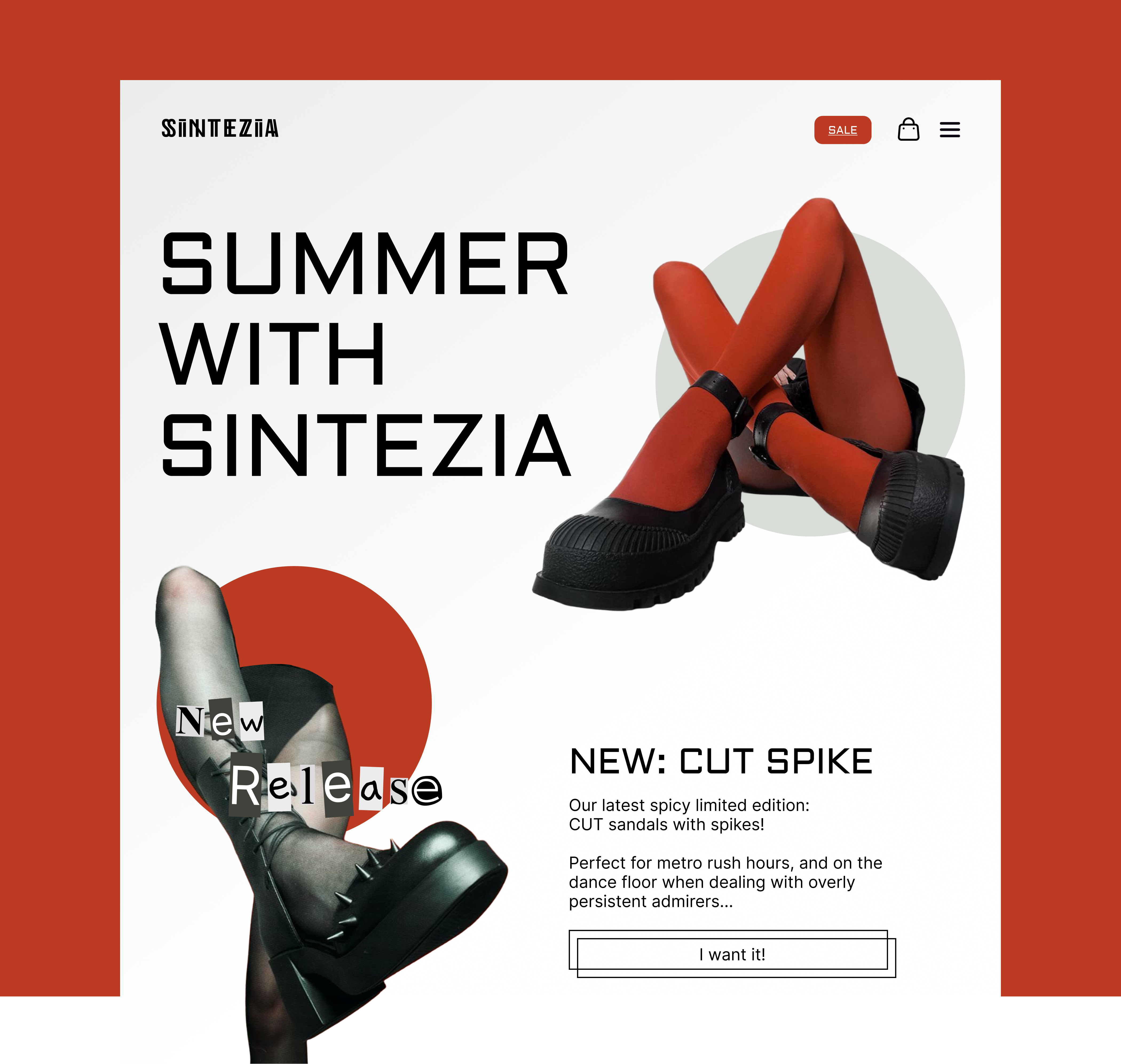 Sintezia - Shoe brand landing page brand design fashion landing page shoe brand website concept website design