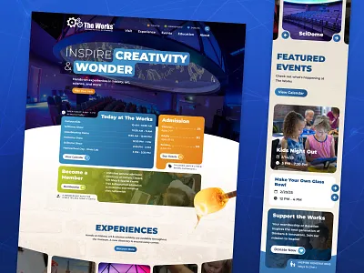 The Works Home Page Redesign colorful discovery homepage kids landing museum rounded science ui website