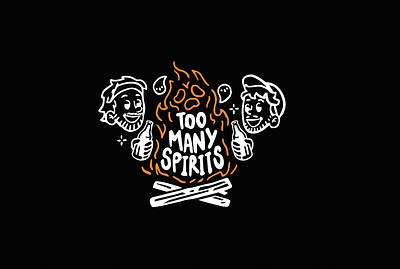 Too Many Spirits title logo alcohol beer branding campfire design drink fire food ghost illustration logo show spirit spirits youtube