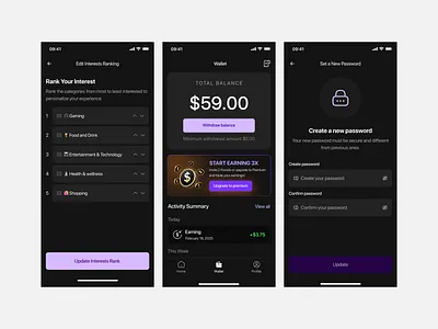 Designing Simplicity in Ad Engagement adtech android app creative design dark mode engagement platform fintech ios app minimal ui mobile app design product design quiz app rewarded ads uiux