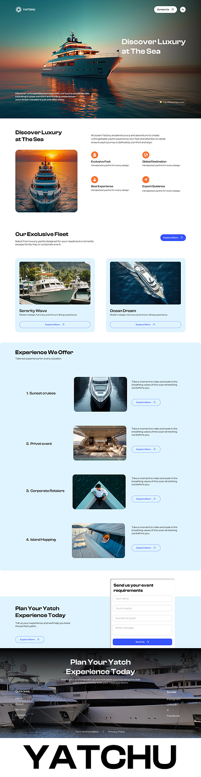Yatch Landing Page Design | Landing Page Design | Website Design graphic design landing page design ui uiux web design website design