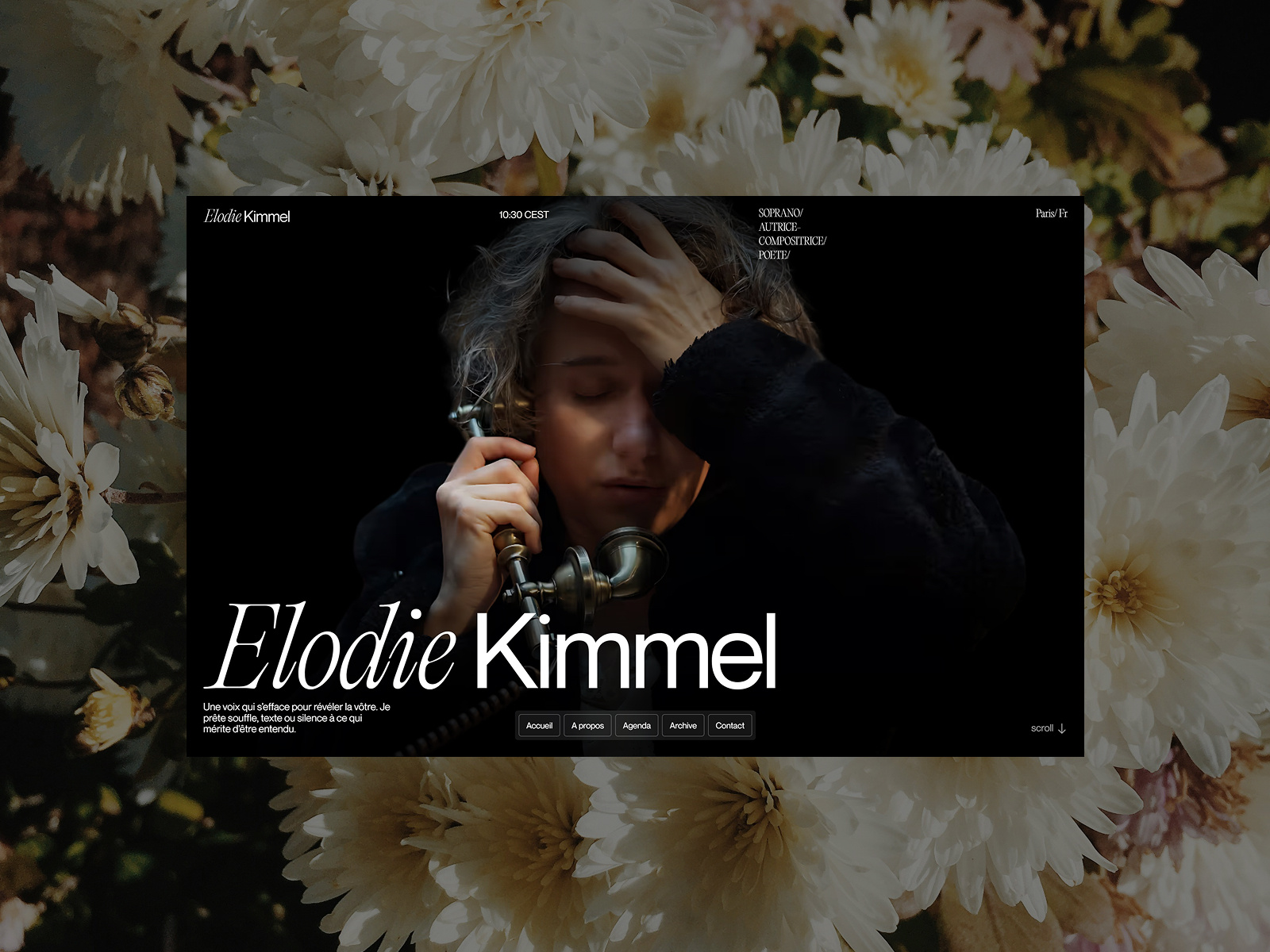 Creative Digital Universe for a Singer & Poet 3d animation branding concept dark design elegant graphic design immersive mockup motion design storytelling ui ux webdesign webflow website