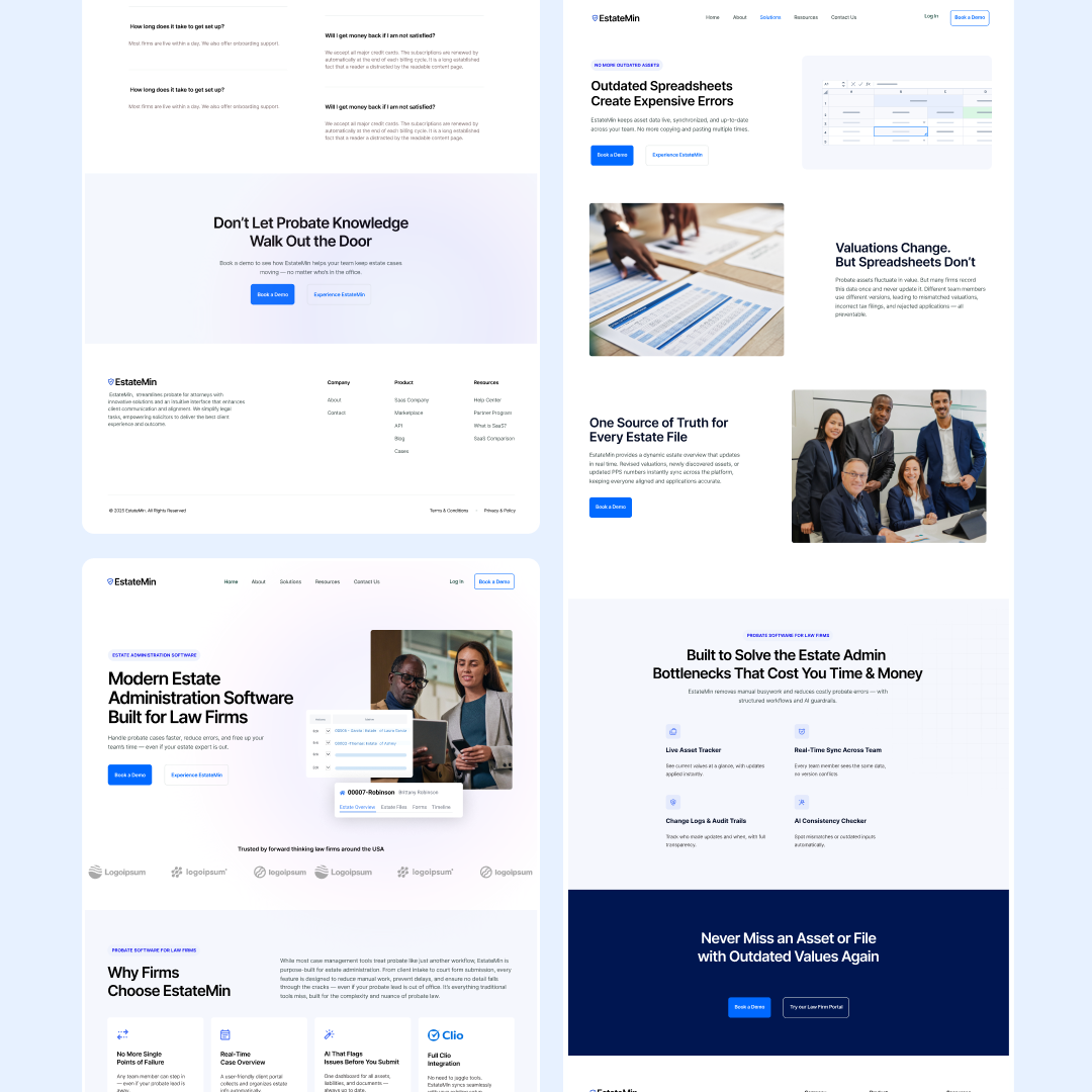 SaaS landing page for Estatemin