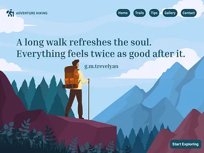 Adventure Hiking art branding design hiking illustration landing page design typography ui vector website