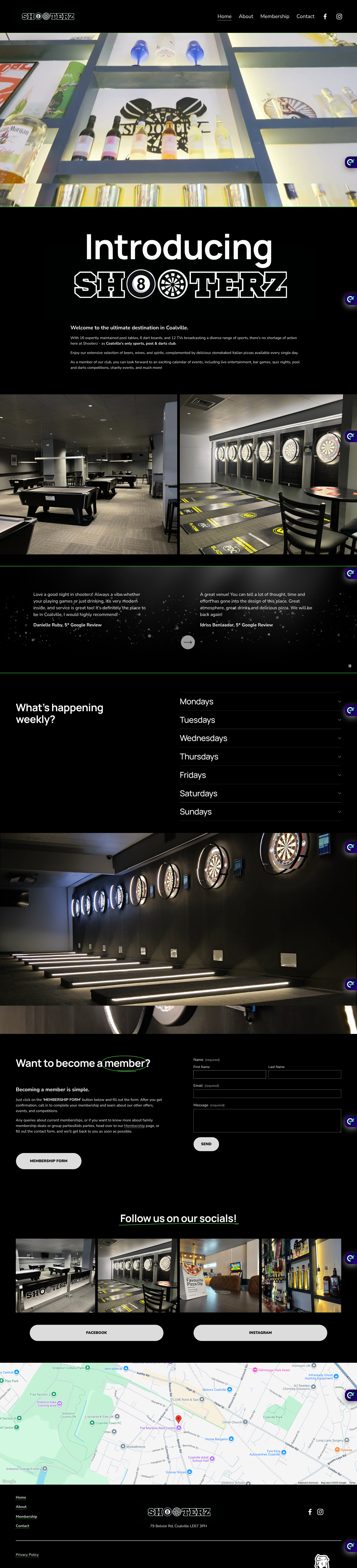 Shooterz Leisure Squarespace Website Build