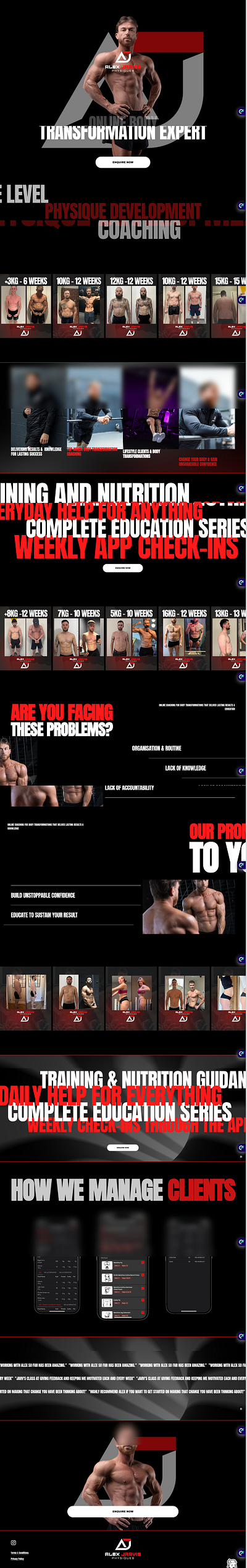 Alex Jarvis Physiques Squarespace Website Build