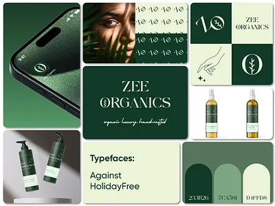 Zee Organics - Cosmetics Brand Identity board brand branding design graphic design logo mockup organic