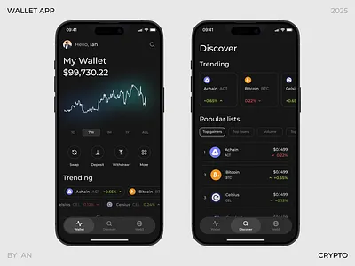 Crypto Wallet APP blockchain crypto dark design finance mobile ui wallet wallet app web3