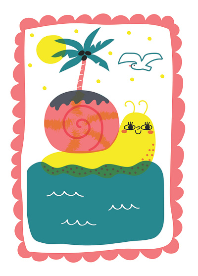 On island time 🏝️🐌 illustration islands print risograph