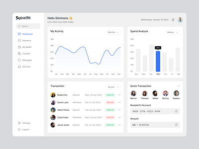 Fintech Dashboard analytic banking chart dashboard exchange finance fintech graph report saas software transaction ui design ui kit uiux design user interface web app