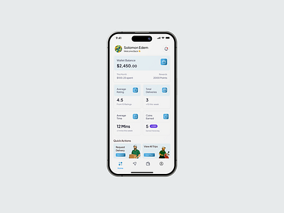 Paladin Mobile App ai blue color gamification gradient graphic design home home screen hr mobile app rewards ui
