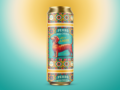 Perro Salchica - Mex Lager beer beer art beer design beer designer branding can can designer craft beer design dog fun graphic design illustration label label designer logo package packaging playful vector