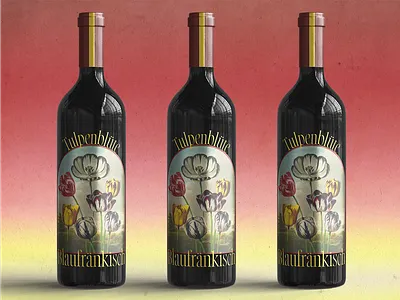 Tulpenblute - Wine Label Design bottle branding design elegant floral flower grape graphic design illustration label modern package packaging packaging design photoshop vintage wine wine label winery