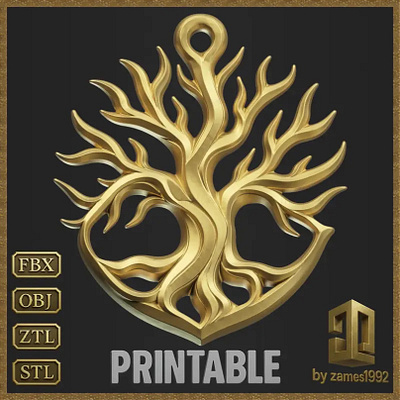 Tree of Life Pendant Jewelry Design 3D Print Model tree of life