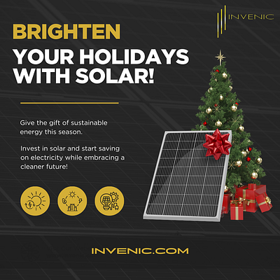 Black and Gold Solar Panel Xmas Social Media Post graphic design