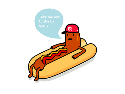 Yo dawg! baseball branding bread cap cartoon character design dribbble fashion food hotdog illustration leisure mascot meat mustard new york sport usa