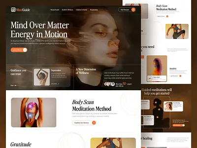 MindGuide - Mental Health Services Website design health healthcare home page landing page mental health minimalist service ui uidesign web web design website website design