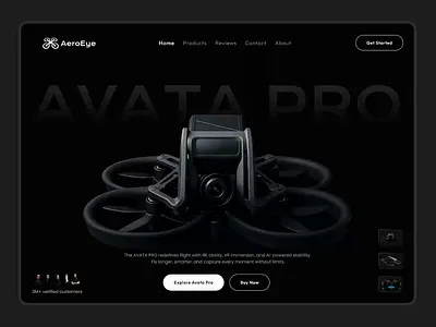 Aero Eye - Drone Landing Page animation drone figma graphic design landing page prototype ui ui ux website design