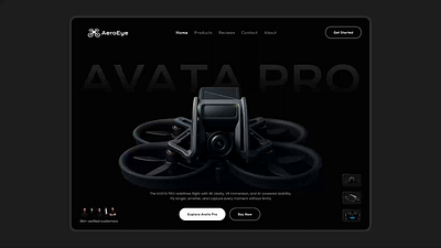 Aero Eye - Drone Landing Page animation drone figma graphic design landing page prototype ui ui ux website design