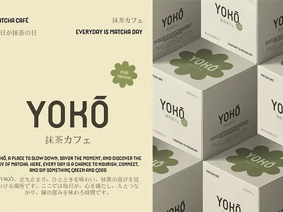 Yokō Matcha Café Brand Identity box packaging brand identity brand poster branding branding cup design business card cup design design graphic design illustration logo logo design matcha branding matcha packaging matcha poster menu card design menu design packaging design take out bag visual identity
