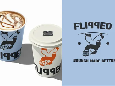 Flipped Pancake House Branding brand identity branding character design cup design design food app food branding food cafe food poster graphic design illustration logo logo design mascot logo menu card design menu design packaging design pancake branding pancake logo visual identity