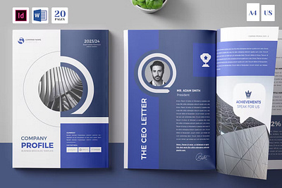 Company Profile Word & InDesign Template 2023 agency annual annual report brochure brochure 2023 business business brochure company company profile corporate identity indesign portfolio print printable project proposal report template