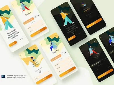 Rezo - Sign In & Sign Up Mobile App UI Template android app app design app screen dribbble illustration ios landing landing page landing pages page pages popular screen screens template ux web web header website