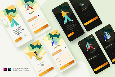 Rezo - Sign In & Sign Up Mobile App UI Template android app app design app screen dribbble illustration ios landing landing page landing pages page pages popular screen screens template ux web web header website