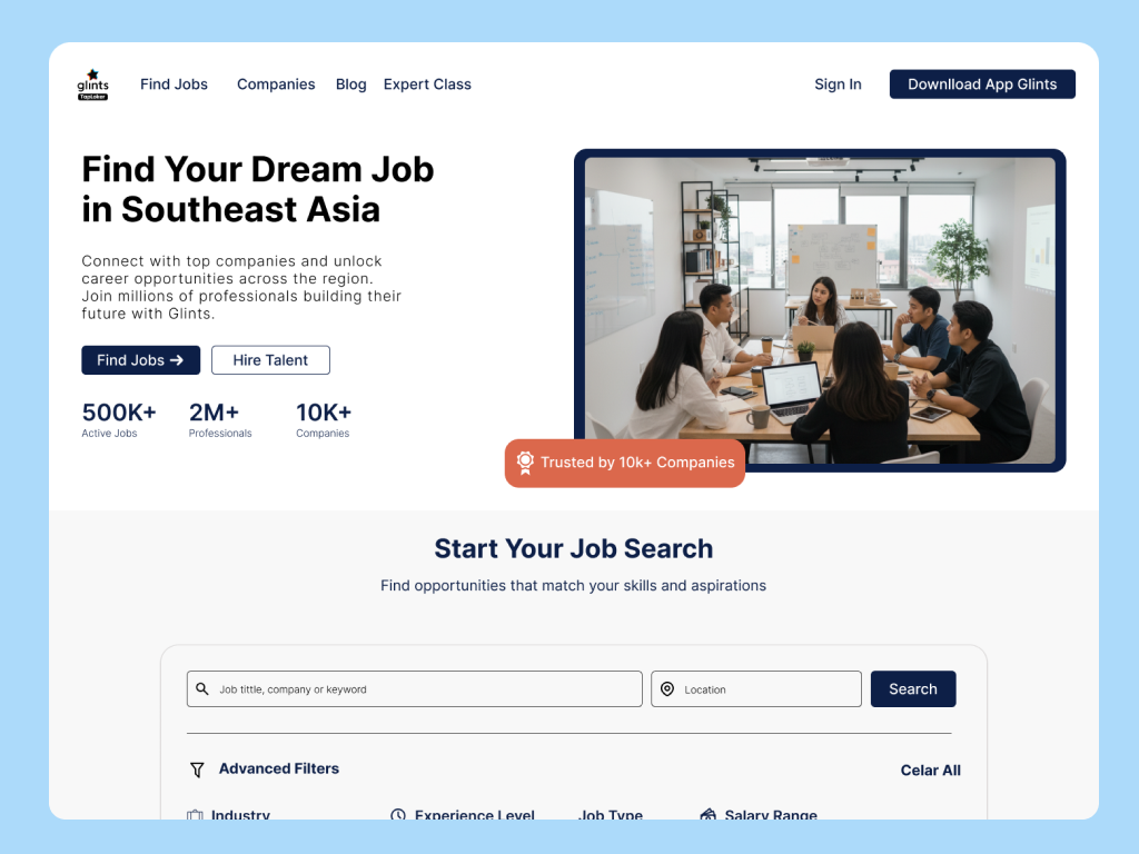 Web Design: Redesign Landing Page of Glints landing page redesign ui web design