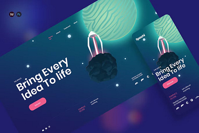 Spachi - Hero Header Landing Page template android app app design app screen dribbble illustration ios landing landing page landing pages page pages popular screen screens template ux web web header website