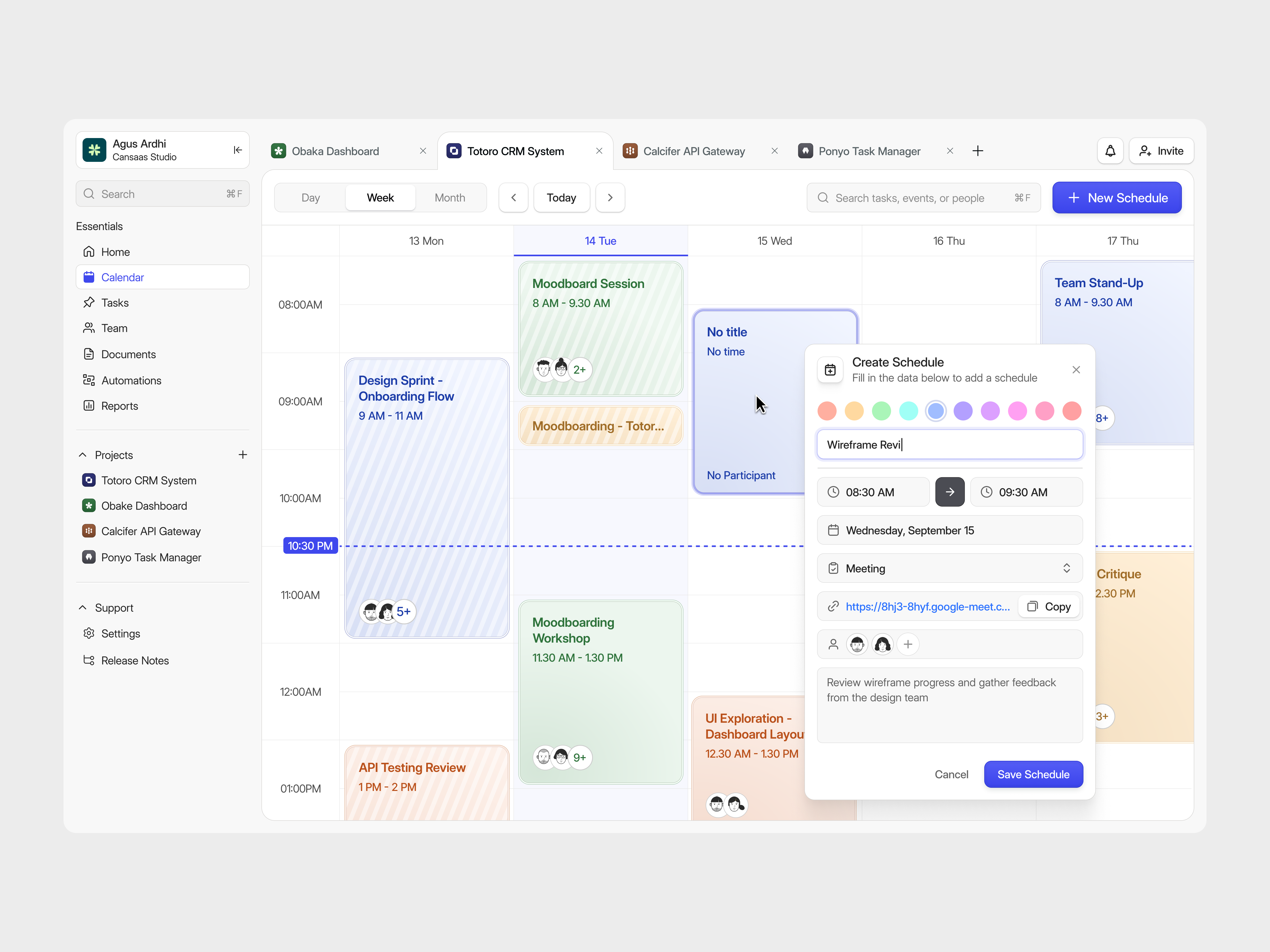 Calendar Dashboard calendar cansaas clean dashboard design interface management minimalist product product design productivity saas schedule task task management ui ux