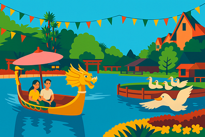 Floating Market, Bandung, Indonesia branding design graphic design illustration ui vector visual