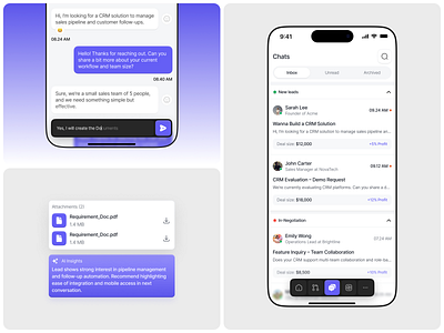 Shales - CRM Mobile App (Chat) analytic business chat crm customer data direct message inbox management message minimalism mobile app mobile design optimization relationship sales summary ui ux