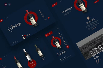 Bowine - Wine Store Ecommerce Template android app app design app screen dribbble illustration ios landing landing page landing pages page pages popular screen screens template ux web web header website