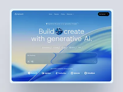 SphereAI - AI Landing Page ai ai landing page ai platform animation clean futuristic design generative ai glassmorphism innovation landing page minimal modern ui product design saas technology ui ux web design website website concept