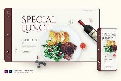 Rebu - Retaurant, food delivery UX and UI template android app app design app screen dribbble illustration ios landing landing page landing pages page pages popular screen screens template ux web web header website