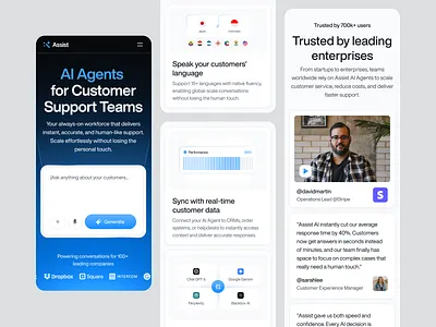 Assist - AI Customer Service Agent (Mobile Responsive) ai ai agent ai platform artificial intelligence automation b2b clean dipa inhouse futuristic minimalist mobile mobile responsive modern design saas startup ui uiux