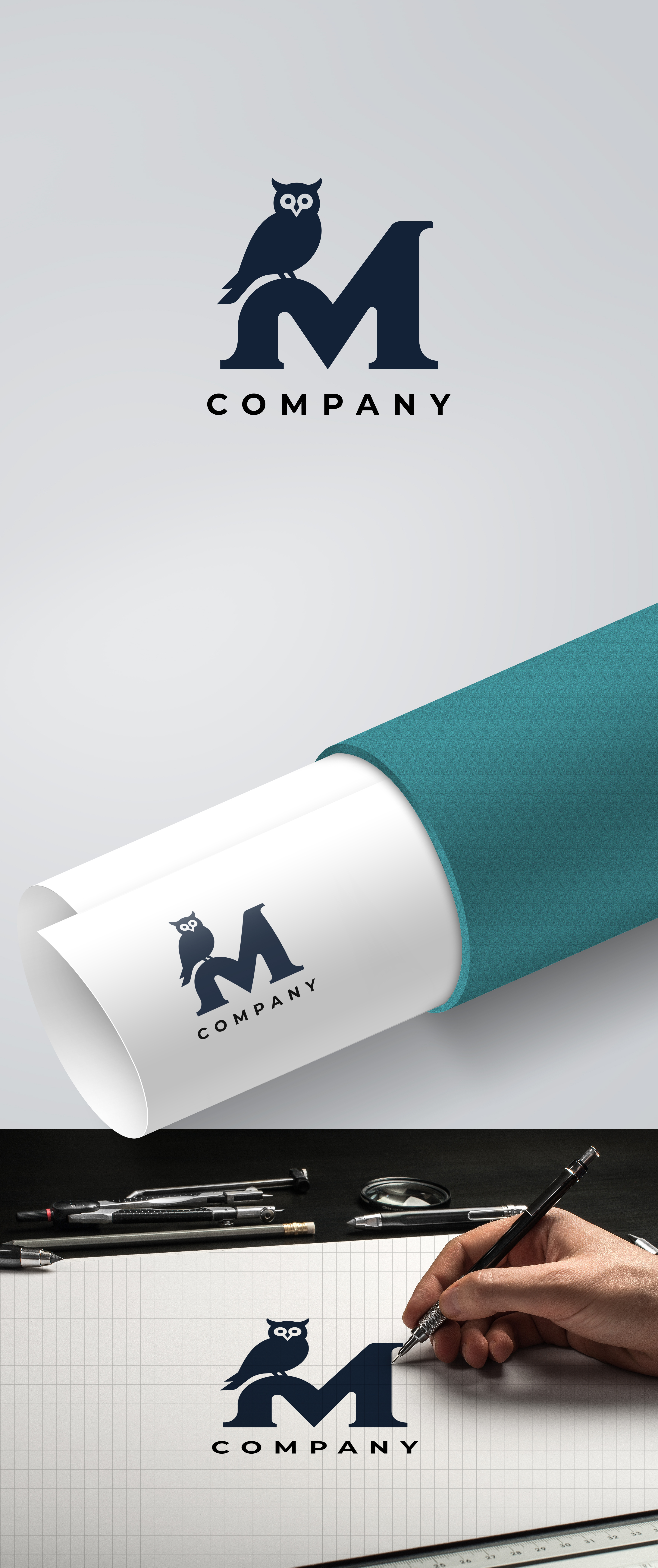 Owl M Tech Company Logo bird black and white clean abstract creature dark blue law logos m initial m letter m tech minimalist monochrome monogram owl professional technology wildlife wise