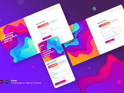 Cooo - Creative Sign in & Sign Up template android app app design app screen dribbble illustration ios landing landing page landing pages page pages popular screen screens template ux web web header website