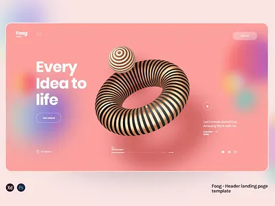 Foog - Header Landing Page template android app app design app screen dribbble illustration ios landing landing page landing pages page pages popular screen screens template ux web web header website