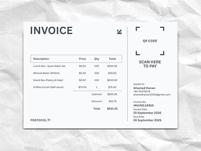 Clean Gray A4 Invoice Layout for Business youtube branding template