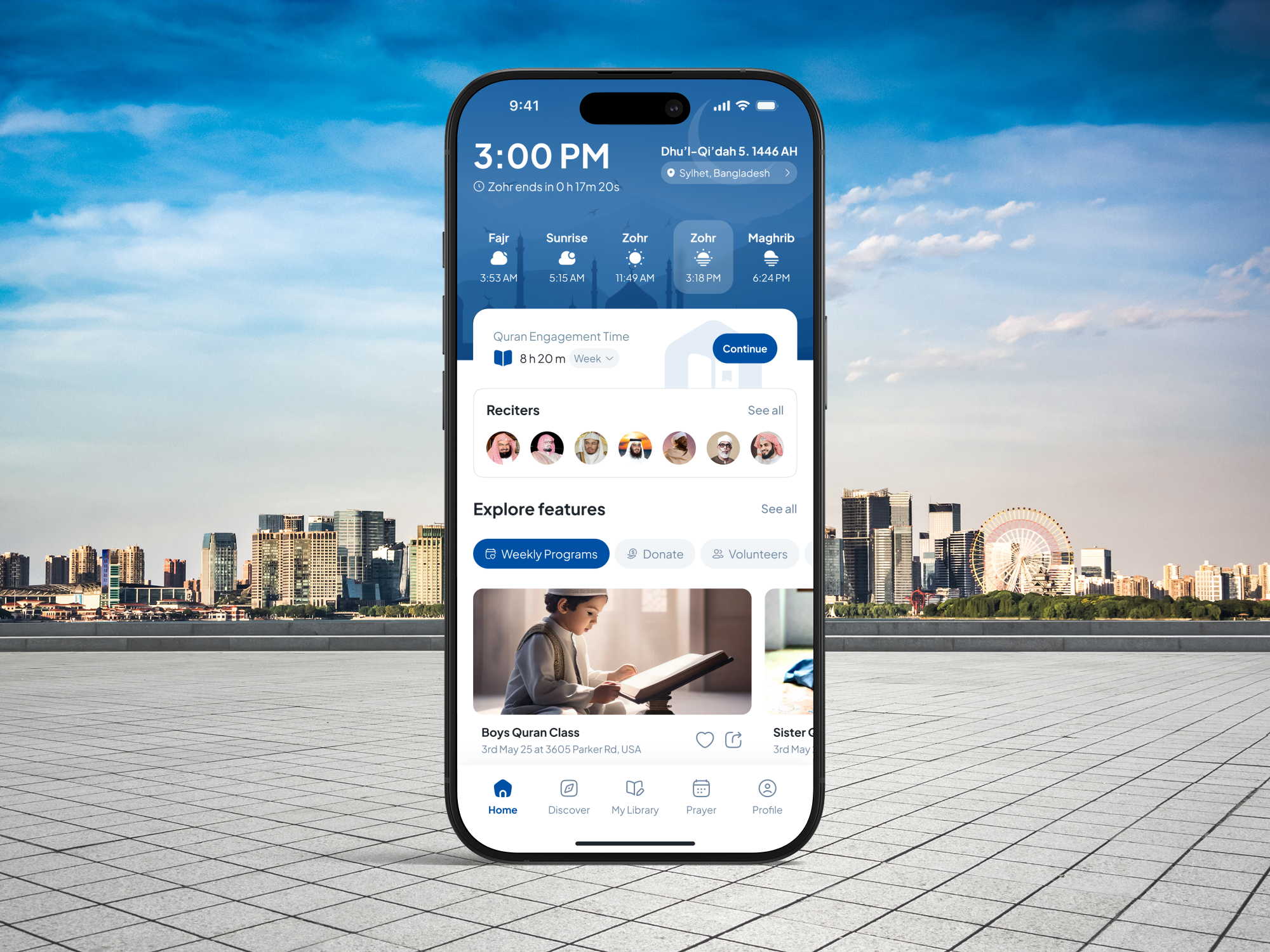 Islamic Mobile App – Prayer Times, Quran Recitation & Community interface mobile product service startup ui ux