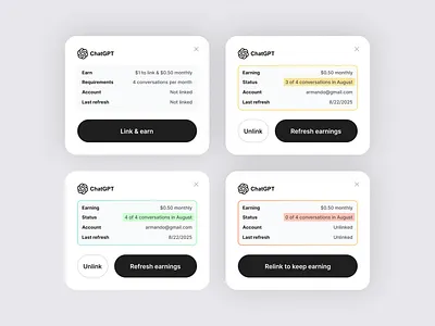 Status Card States app cards design mobile states ui ux