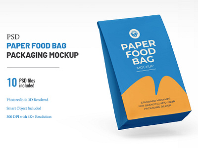 PSD Paper Food Bag Mockup 3d 3d render design download free mockup label design packaging mockup paper food bag ram studio