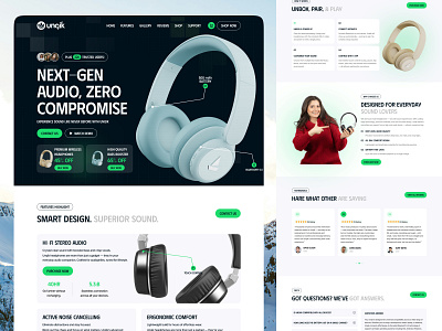 Headphone - E-Commerce Product Landing Page earphone ecommerce headphone headset homepage landing landing page online shop online store product product landing page product website shop shopify store tws uiux web design website woocommerce